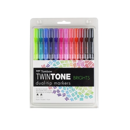 Tombow TWINTONE MARKER, BRIGHT, 12PK 61500